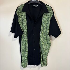 Vintage Positano Men’s 90s Casual Panel Button Down Shirt Funky Party Pattern